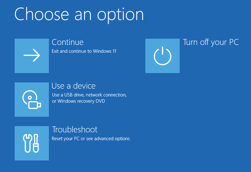 Menu de opções de arranque do Windows