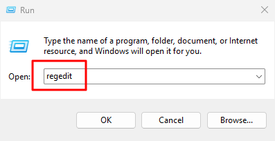 Abrindo Editor de Registo através da caixa de diálogo Executar